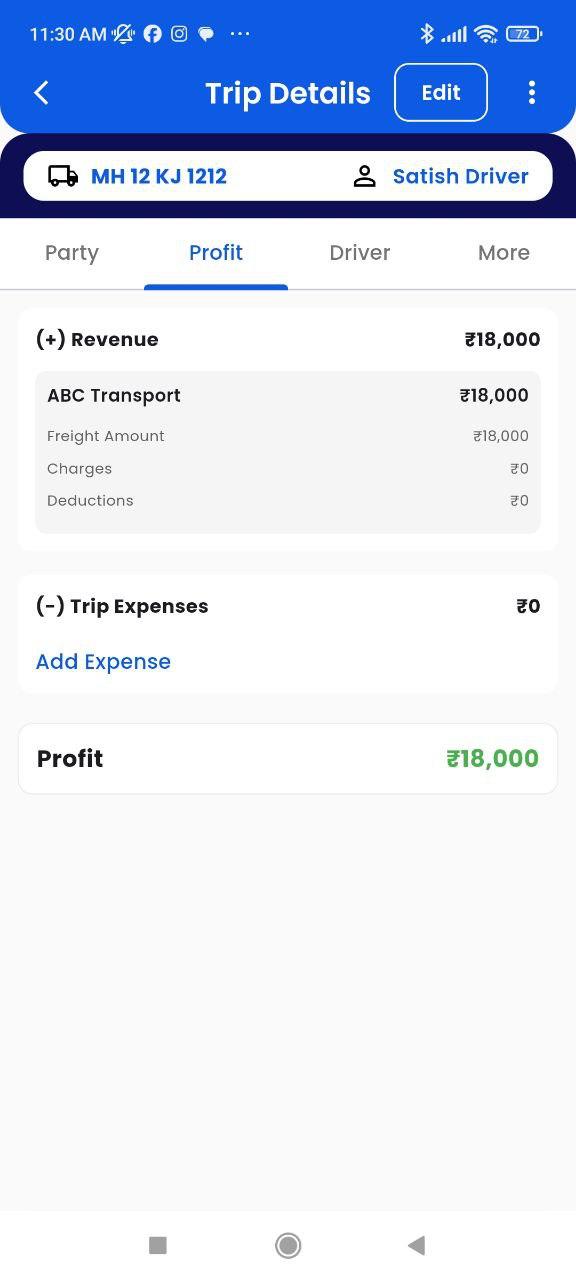 TMS Book Trip Wise Profit